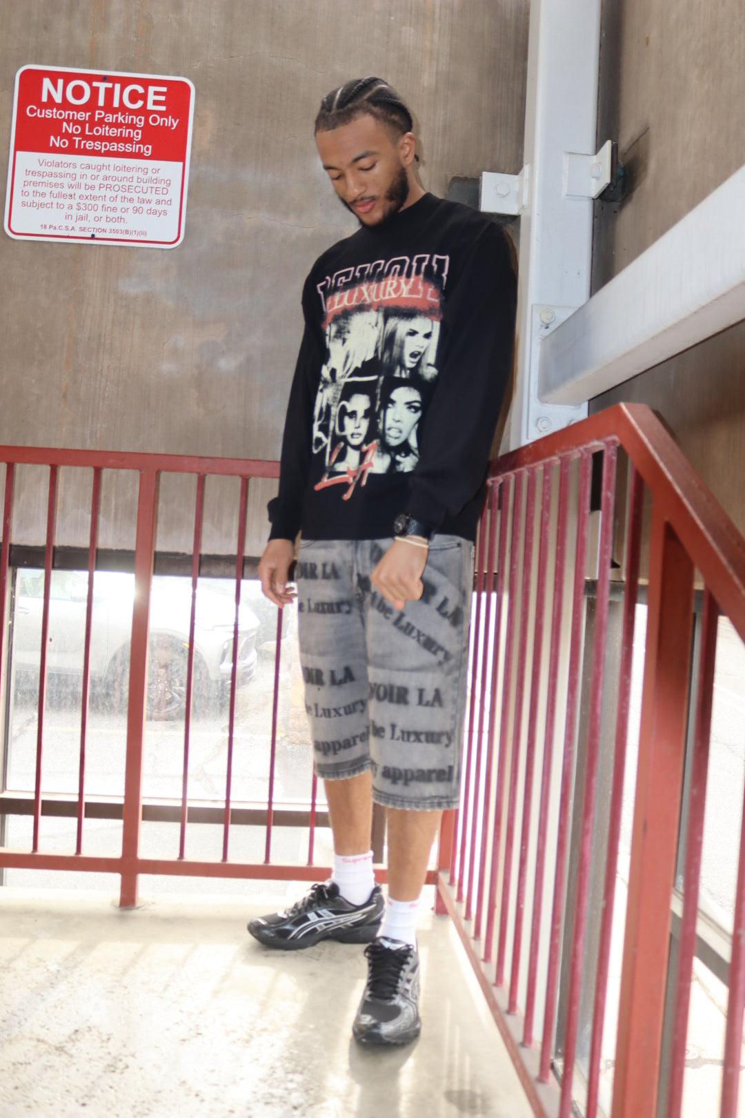 Faded Black Denim Shorts