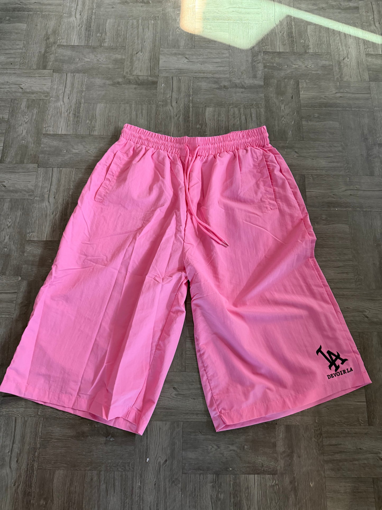PINK BAGGY NYLON SHORTS
