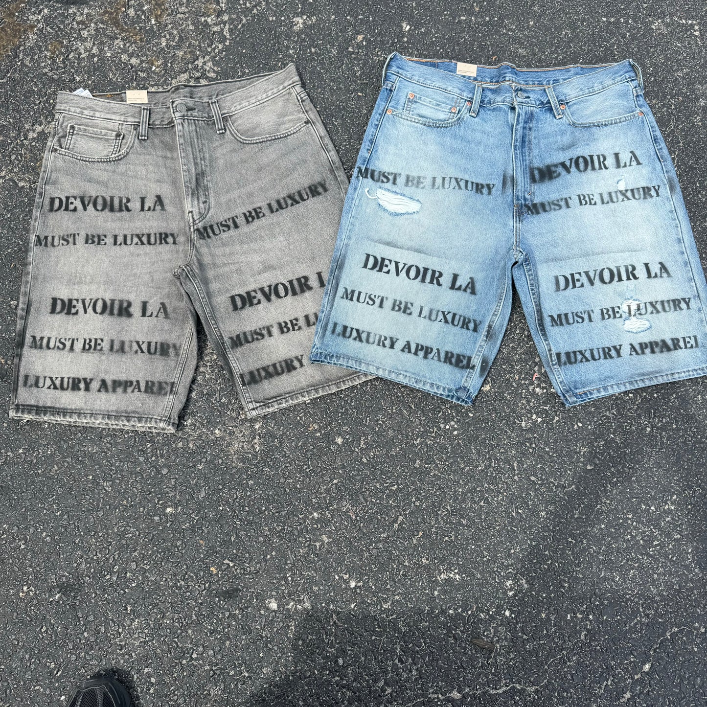 Faded Black Denim  Shorts