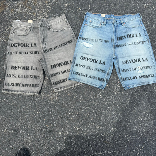 Faded Black Denim  Shorts