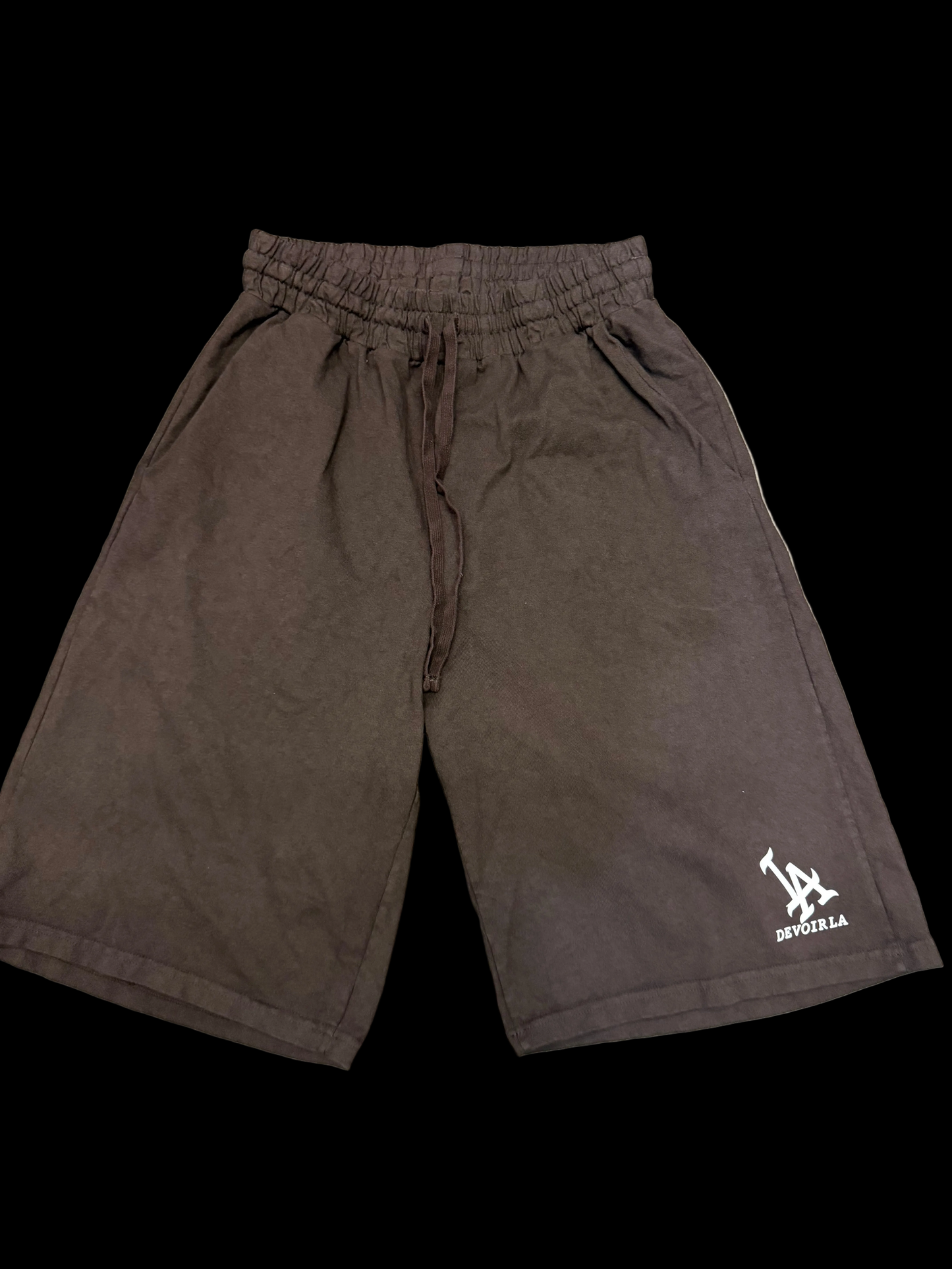 brown French terry 3/4th shorts