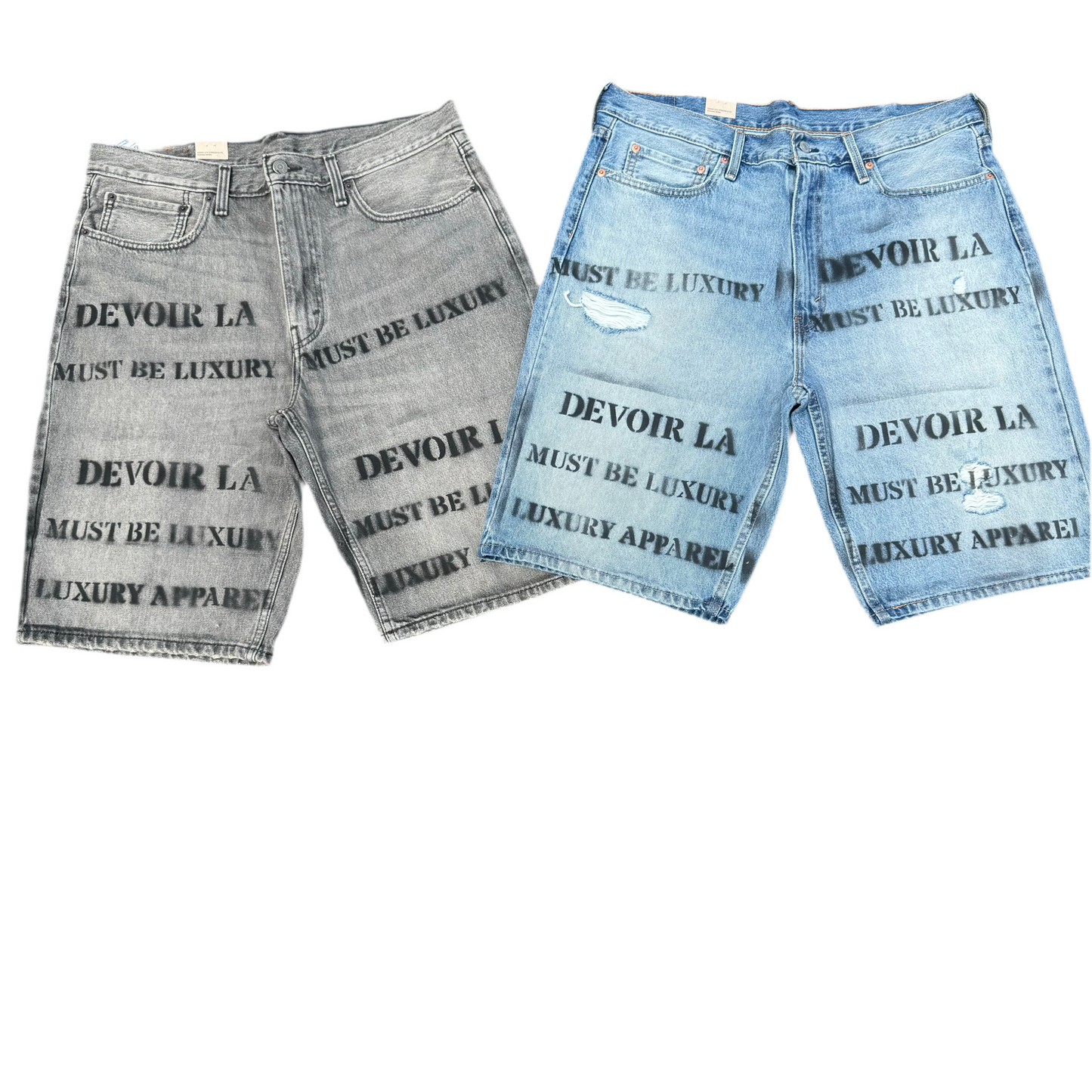 Faded Black Denim  Shorts