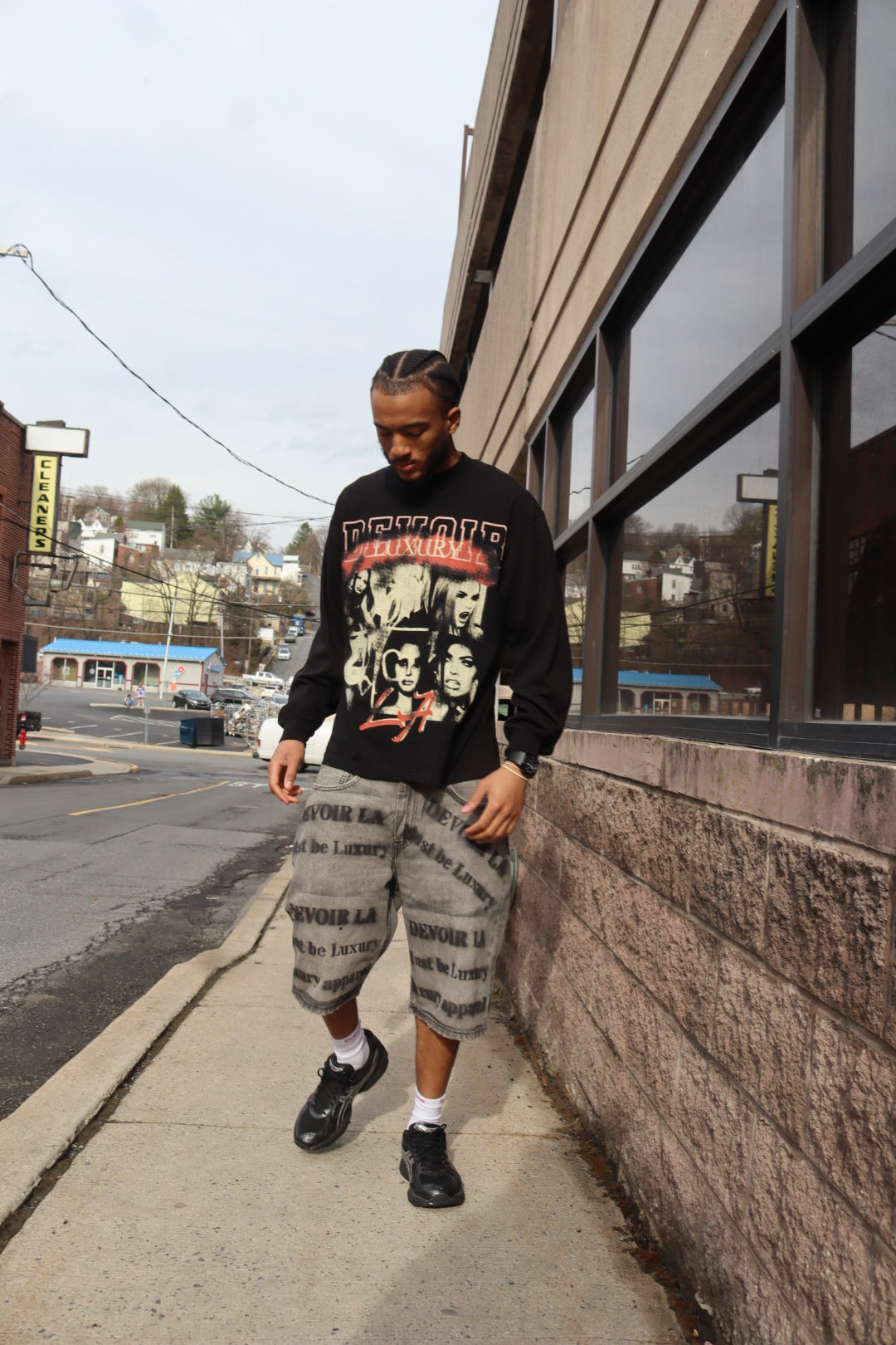 Faded Black Denim  Shorts