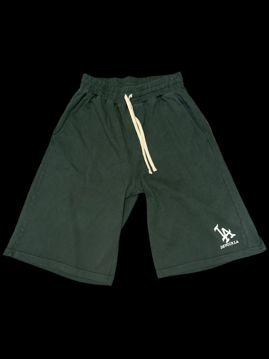 Green French terry 3/4th shorts