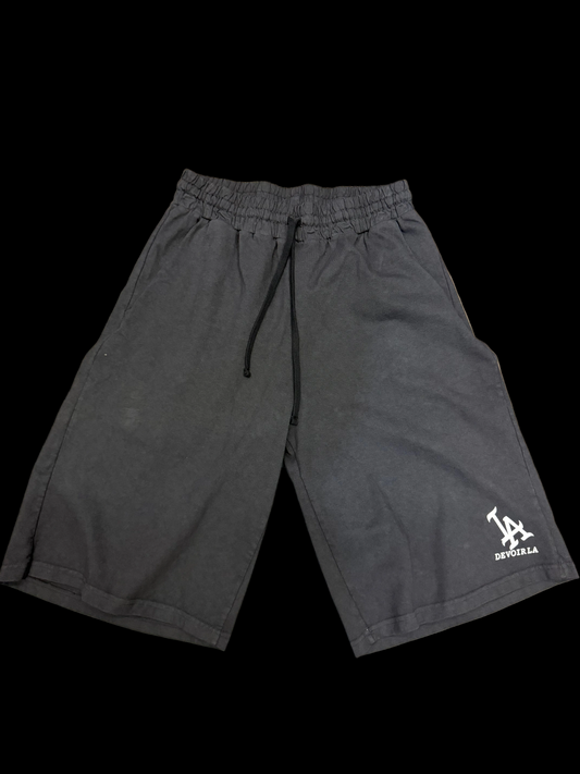Black French terry 3/4th shorts