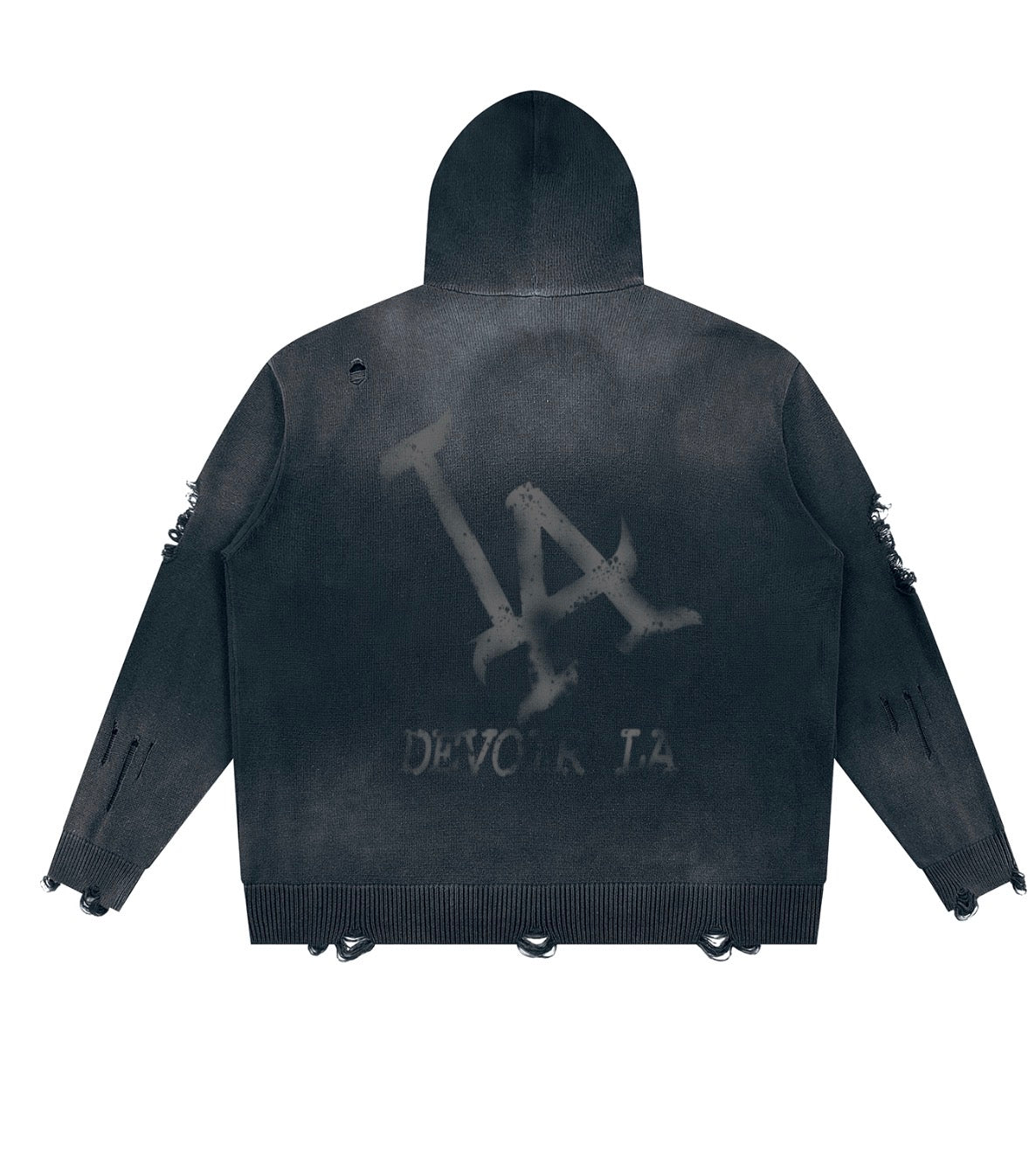Distressed Full Zip Sweater