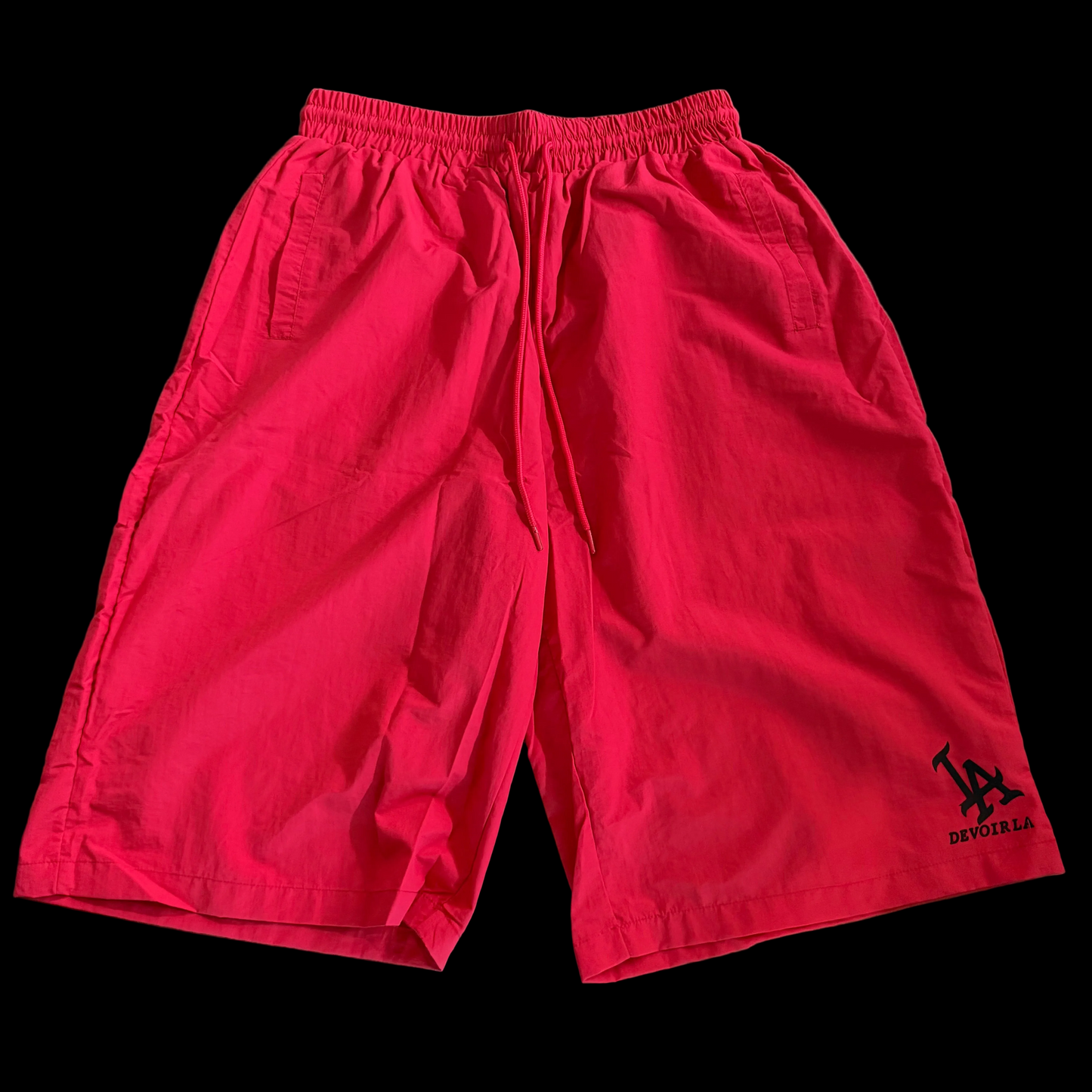 RED BAGGY NYLON SHORTS