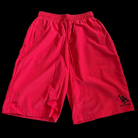 RED BAGGY NYLON SHORTS