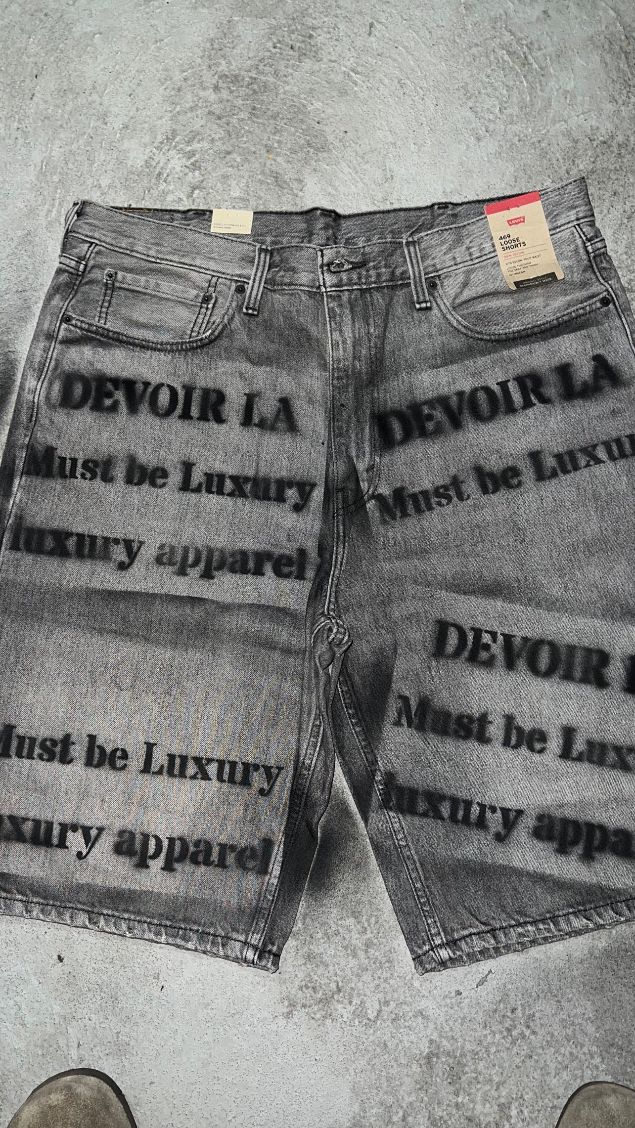 Faded Black Denim  Shorts