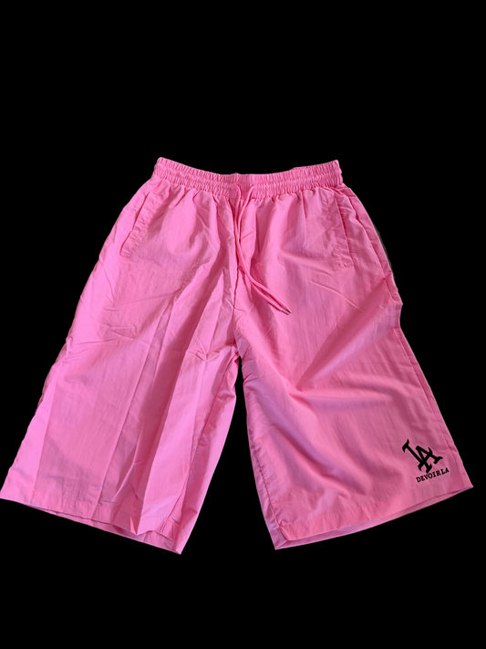 PINK BAGGY NYLON SHORTS